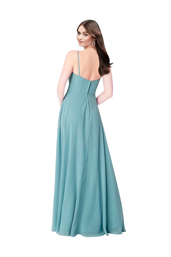 Draped Empire V-Neck Chiffon Bridesmaid Dress