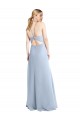 Halter Neck Long Chiffon Bridesmaid Dress with Strappy Back and Daring Side Slit