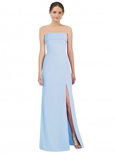 Strapless Trumpet Chiffon Formal Bridesmaid Dress with Thigh high Slit