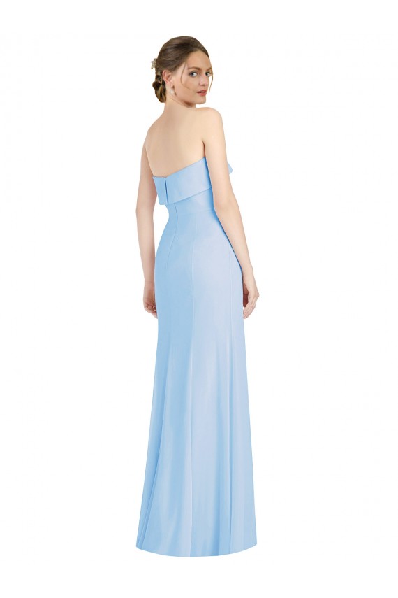 Strapless Trumpet Chiffon Formal Bridesmaid Dress with Thigh high Slit