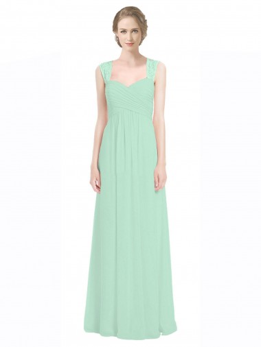 Sweetheart Chiffon Bridesmaid Dress with Lace Straps and Keyhole Back