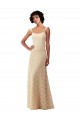 Lace A-Line Long Bridesmaids Dress with Satin Waistband