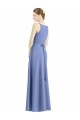 Long Floor Length V-Neck Satin Bridesmaid Dress with Spaghetti Straps