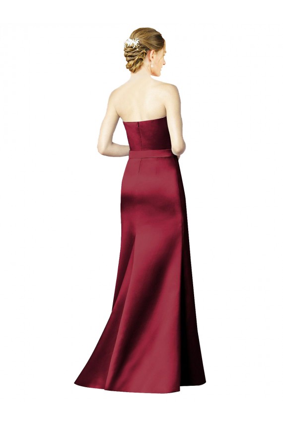 Strapless Satin Bridesmaid Dress with Asymmetrical Draped Bodice