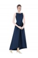 Full Length Sleeveless Long Satin Bridesmaid Dress with High Low Hem Detail