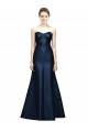 Long Strapless Satin Bridesmaid Dress with Pleated Cuff Neckline