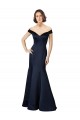 Fit and Flare Satin Bridesmaid Dress / Prom Dress with Off the Shoulder Neckline