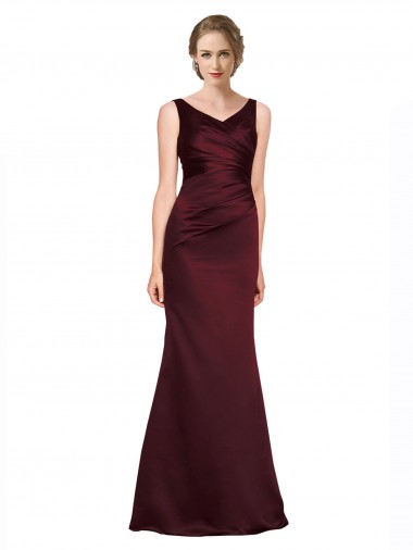 Figure Shaping Formal Satin Bridesmaid Dress / Prom Dress with Structured Pleats