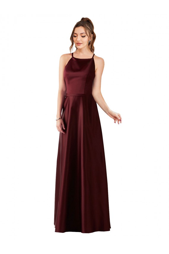 Sleek Satin Bridesmaids Dress with Pockets