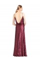 High Neck Halter Long Slim Formal Sequin Bridesmaid Dress / Prom Dress with V-Neck and Blouson Bodice