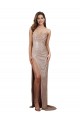 High Slit Scoop Neck Long Formal Sequin Bridesmaid Dress / Prom Dress