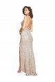 Ruched Back Mermaid Formal Sparkling Sequin Bridesmaid Dress / Prom Dress with Beaded Spaghetti Straps