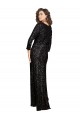 Deep V-Neckline Full Back Long Sleeves Sparkling Formal Sequin Bridesmaid Dress / Prom Dress with High Slit