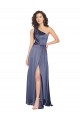 Draped Formal Silky Satin Bridesmaid Dress / Prom Dress with Tied Waist