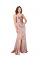 Floor Length Formal Silky Satin Bridesmaid Dress / Prom Dress with Front Skirt Slit