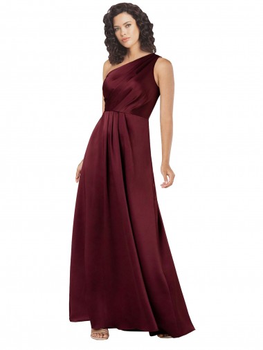 One Shoulder Formal Silky Satin Bridesmaid Dress / Prom Dress with Subtle Pleats