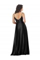 Full Length V-Neckline Formal Silky Satin Bridesmaid Dress / Prom Dress with Full Skirt