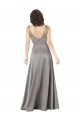 Plunging V-Neckline Long A-Line Formal Silky Satin Bridesmaid Dress / Prom Dress