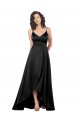 High Low V-Neckline Formal Silky Satin Tulip Bridesmaid Dress / Prom Dress with Wrap Skirt