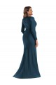 Long Sleeves Draped Wrap Formal Silky Satin Mermaid Bridesmaid Dress / Prom Dress with Front Slit