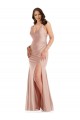 Deep V-Neck Formal Silky Satin Mermaid Bridesmaid Dress / Prom Dress with Side Slit