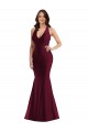 Plunge Neckline Cutout Low Back Formal Silky Satin Mermaid Bridesmaid Dress / Prom Dress