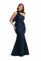 Scarf Neck One Shoulder Formal Silky Satin Mermaid Bridesmaid Dress / Prom Dress with Front Slit