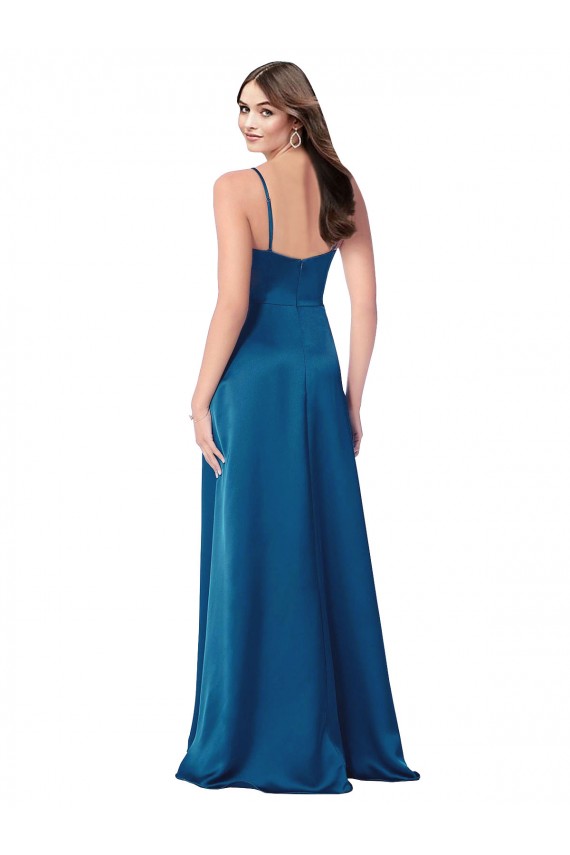 Cowl Neck Silky Satin Bridesmaid Dress / Prom Dress