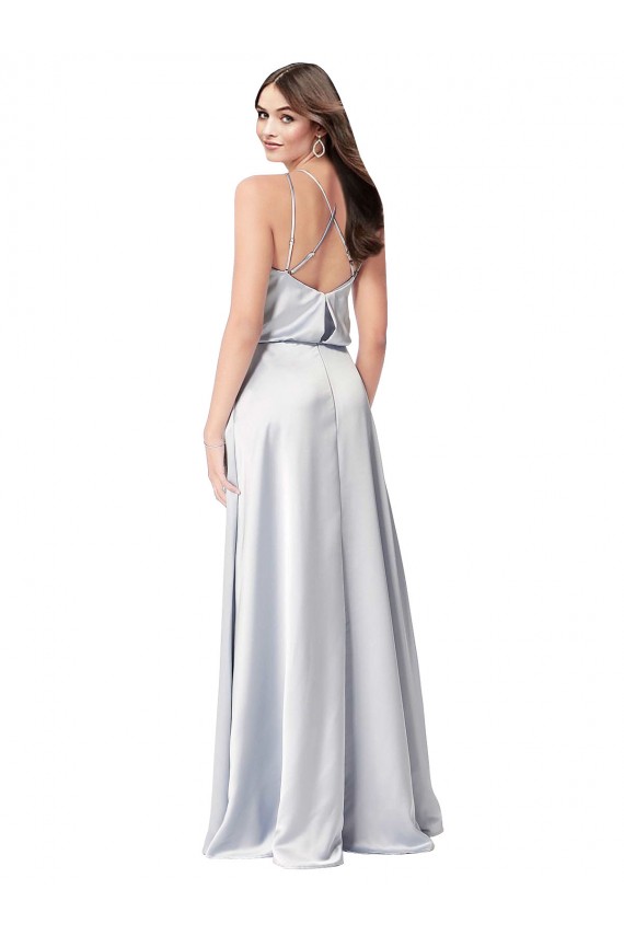 Halter Neck Formal Silky Satin Bridesmaid Dress with Strappy Back