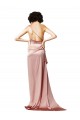 Low Back One Shoulder Full Length Formal Silky Satin Bridesmaid Dress / Prom Dress