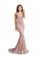 Deep V-Neck Mermaid Low Back Long Formal Spandex Bridesmaid Dress / Prom Dress