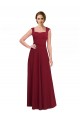 Square Neck Subtle Cap Sleeeves Crepe Bridesmaid Dress / Prom Dress