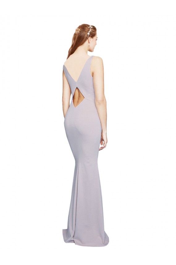 Cut-Out Back V-Neckline Mermaid Formal Crepe Bridesmaid Dress / Prom Dress Keyhole Back