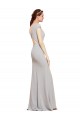 Fit and Flare Long Formal Crepe Bridesmaid Dress / Prom Dress with Tie Open Back