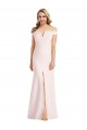 Off the Shoulder Notch Trumpet Formal Crepe Bridesmaid Dress / Prom Dress with Front Slit