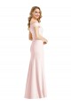 Off the Shoulder Notch Trumpet Formal Crepe Bridesmaid Dress / Prom Dress with Front Slit