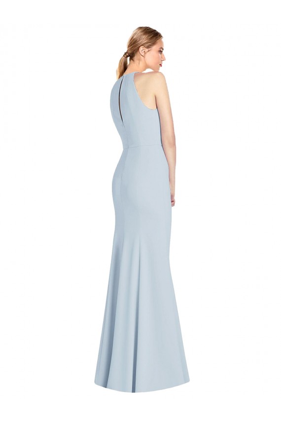 Full Length Sleeveless Halter Bridesmaid Dress / Prom Dress with Keyhole Back