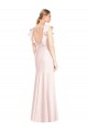 Ruffle Cap Sleeves Open Back Trumpet Bridesmaid Dress / Prom Dress