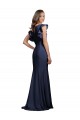 Sleeveless Crepe Bridesmaid Dress / Prom Dress with Cascading Ruffle and Keyhole Back