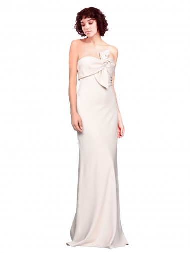 Strapless Crepe Fitted Bridesmaid Dress / Prom Dress with Twist Bow