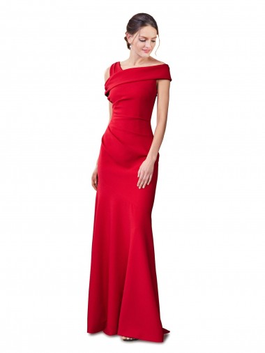 Sleeveless Ruched Formal Crepe Mermaid Bridesmaid Dress / Prom Dress with Off The Shoulder Detail