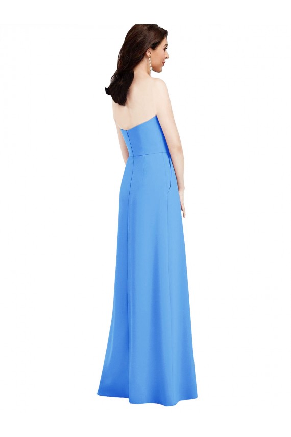 Strapless Pleated Skirt Crepe Bridesmaid Dress / Prom Dress with Pockets