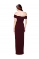 Off the Shoulder Long Formal Crepe Bridesmaid Dress / Prom Dress with Waist Tie