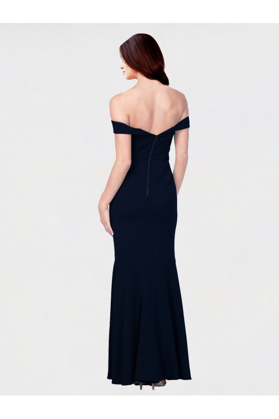 Mermaid Off the Shoulder Long Formal Crepe Bridesmaid Dress / Prom Dress with Low Back