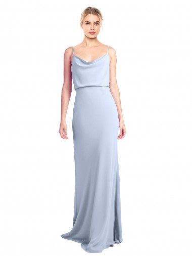 Feminine Cowl Neck Slim Floor Length Stretch Formal Crepe Bridesmaid Dress / Prom Dress