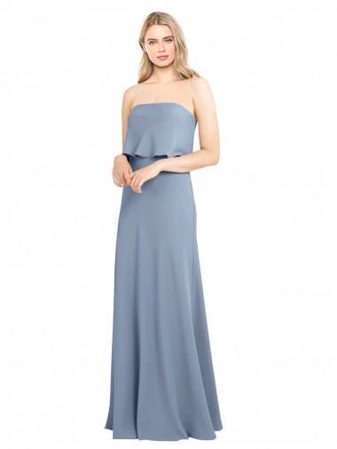 High Neck Sheath Sleeveless Stretch Formal Crepe Bridesmaid Dress / Prom Dress