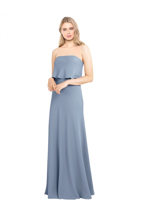 High Neck Sheath Sleeveless Stretch Formal Crepe Bridesmaid Dress / Prom Dress