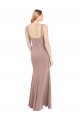 Square Neck Fit and Flare Long Stretch Crepe Bridesmaid Dress / Prom Dress with Side Slit