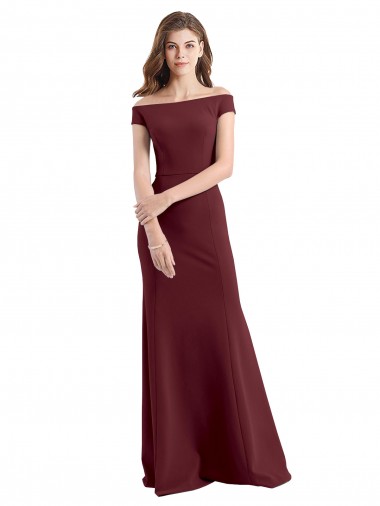 Off the Shoulder Fit and Flare Stretch Crepe Bridesmaid Dress / Prom Dress