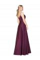 High Neck Spaghetti Straps Long V-Back Formal Crepe Bridesmaid Dress / Prom Dress